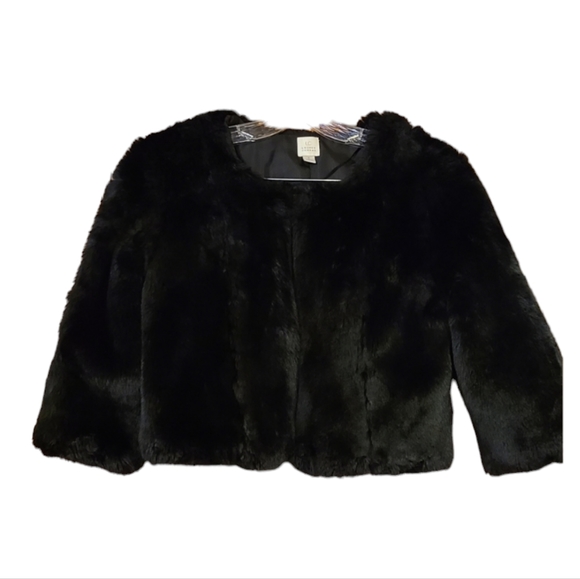 Lauren Conrad Black Faux Fur Cropped Jacket size Small - Picture 1 of 5